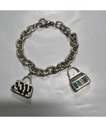 CHARM BRACELET WITH Silver Tone 2 Purse CHARMS - €9,28 EUR