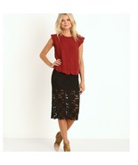 New Free People Lace Pencil Skirt  BLACK $78 X-SMALL MIDI Elastic Waist ... - $59.08 CAD