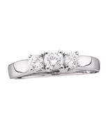 14k White Gold Round Diamond 3 stone Bridal Wedding Engagement Ring 0.25... - $754.50 CAD