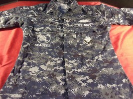 Us Navy Nwu Type 1 Blue Digital Camouflage Blueberry Uniform Jacket Top Small - £32.29 GBP