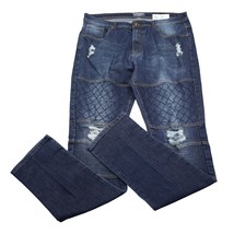 XS Premium Denim Pants Mens 36 Blue Mid Rise Straight Leg Distressed Jeans - $29.68