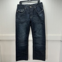 Helix Jeans Mens 34x30 Blue Bootcut Denim Dark Wash Thick Stitch 100% Cotton EUC - £35.27 GBP