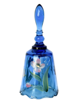 Fenton Deep Blue Hand painted Pink Floral and Signed - $73.50
