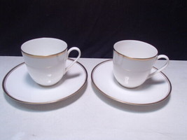 Pair of Mikasa VASSAR 108 Cups &amp; Saucers ~~ 2 cups - 2 saucers ~ gold ~ ... - $19.99