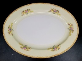 Vintage TRANSOR WARE Yellow Blue Pink Floral Spray 16&quot; Serving Platter - £38.71 GBP