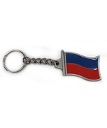 Keychain Haiti Flag Pewter Hand Painter Enamel Made in Canada Vintage - $6.90