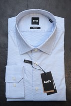 HUGO BOSS Hombre Joe Kent Fácil Hierro Corte Normal Algodón Elástico Camisa 42 - £55.75 GBP