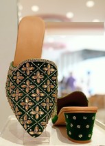 Women Flats wedge heels trendy motif bracelet mules Star US Size 5-10 Green star - $38.31