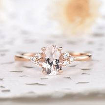 0.80Ct Brilliant Oval Cut Morganite Wedding Engagement Rings 14K Rose Gold Over - £64.83 GBP