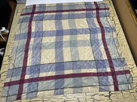 Vintage Liz Claiborne Silk Scarf Wrap Blue White Maroon Plaid Pattern Retro - £10.84 GBP