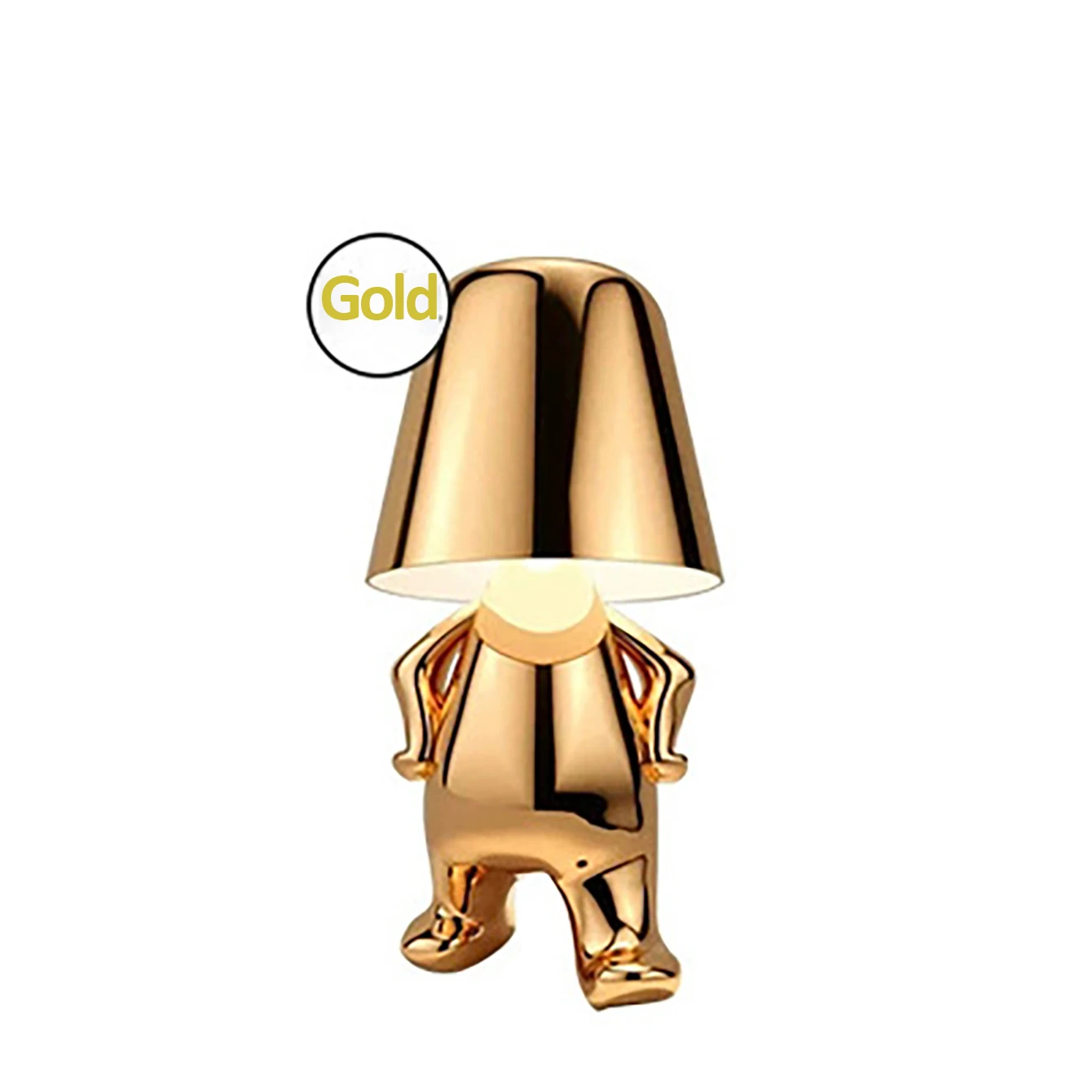 Thinker Rechargeable Night Light High end Decoration Gold Retro Little G... - $35.11