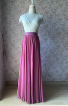 Plum Floor Length Chiffon Skirt Summer Women Plus Size Chiffon Maxi Skirt image 3