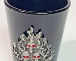 Biketoberfest 2003 Black Shot Glass with 3D Pewter Skulls with Red Eyes ... - £7.74 GBP