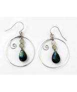 Sterling Silver Labradorite Dangle Drop Pierced Hoop Earrings - $59.16 CAD