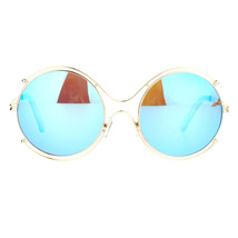 Womens Futuristic Sunglasses Double Metal Rim Round Circle Frame UV 400 - £14.13 GBP