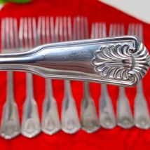 9 Forks Fiddle Shell International Silver Stainless Plume Dinner &amp; Salad... - $24.98