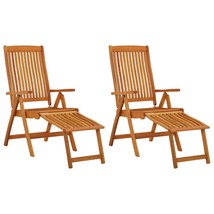 Folding Garden Chairs with Footrests 2 pcs Solid Wood Eucalyptus - £127.74 GBP