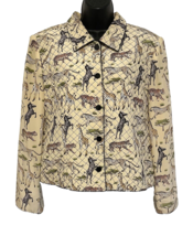 Safari Animals Maggy L Jacket 100% Silk Quilted Button Lined Women’s Siz... - £19.40 GBP