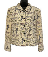 Safari Animals Maggy L Jacket 100% Silk Quilted Button Lined Women’s Siz... - £19.37 GBP