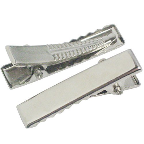 Bluemoona 100 PCS - 40mm 1 5/8" Square Alligator Teeth Hair Clips Prong cusp Cli
