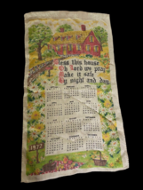 Vintage Tea Towel Linen Calendar 1972 Bless this Home Oh Lord We Pray Co... - $16.69