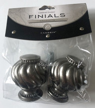 Twist Ball Finials Cambria Premier in Graphite Set of 2 For Drapery Rods - £29.96 GBP