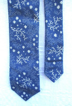 J.Crew Snow Covered Branch Snowflake Blue Cotton Winter Snow Tie Handmad... - £13.52 GBP