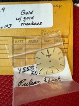 NEW VTG 1970&#39;s 80&#39;s Pulsar Quartz Watch Dial Gold w/ window Square # Y55... - $33.24