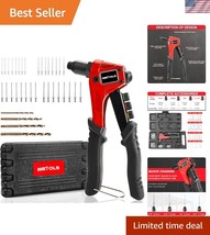 Upgraded Single Hand Riveter with 200 Blind Rivets &amp; Durable Carrying Case - $33.00