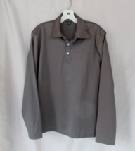 Banana Republic  polo shirt  Large gray  100% cotton long sleeve 3 buttons - $10.73