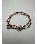 Vintage Sterling Silver Mercury Dime 1940 Red Bead Bracelet 9.25” - €16,39 EUR
