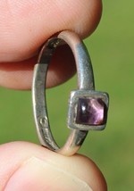 STERLING SILVER &amp; AMETHYST ladies ring band .925 size 7.5 MYSTERY RING! - £25.94 GBP
