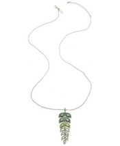 Inc Silver-Tone Ombre Crystal Leaf Long Pendant Necklace - £15.98 GBP