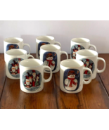 Christmas Santa Snowman Large Coffee Mugs Elaine Thompson Signed 1997 Se... - $67.47 CAD