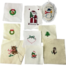 Christmas Cross Stitch Ornaments Lot of 9 Finished and Unfinished Craft - £19.28 GBP