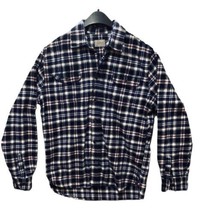 JACHS Men&#39;s Large Tall Shirt Long Sleeve Flannel 100% Cotton Blue Cream ... - $14.89