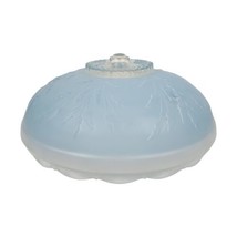 VTG Frosted Glass Ceiling Light Shade Dusty Baby Blue Wheat Leaves Thick Heavy - £15.62 GBP