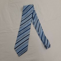 Necktie Men&#39;s Tie Blue Silver Diagonal Stripes Kenneth Cole Reaction 3.5 In - £6.23 GBP