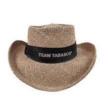 Mens Straw Hat Team Tobasco Size L XL Black Band Embroidered Natural Fibers - $24.75