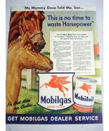 1942 Color Mobilgas Ad This is No Tim to Waste Horsepower - $13.70 CAD
