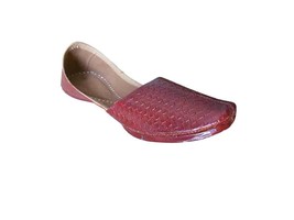 Men Shoes Traditional Indian Handmade Leather Espadrilles Cherry Mojari US 7-10 - £43.24 GBP