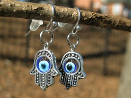 Haunted Hamsa Protection Good Fortune Health and Prosperity Spell cast Earrings  - £13.99 GBP