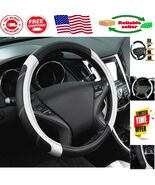 Stylish Black-White Microfiber Steering Wheel Cover for 14.5-15 - $455.80 MXN