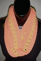 Hand Crochet Sherbert/Yellow Loop/Circle Scarf #153 NEW - $9.49