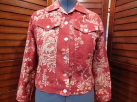 Ladies  Monterey Bay Clothing Company Floral Jacket  Size Large ? Red white - $17.81