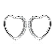 Heart Earrings Zircon Pave CZ Twist Ring 18g (1mm) Orbital Daith Helix Hoop Ring - £12.03 GBP