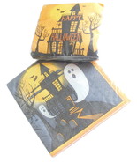 Disposable Halloween Party Napkins Haunted House Ghosts Orange Black - £6.28 GBP