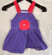 Vintage Oshkosh Girls Denim Jumper Overall Dress Blue Red sailor size 4 - $34.47