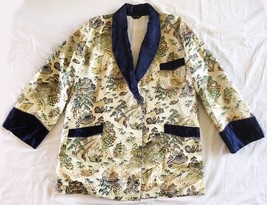 Vintage Fukubon Smoking Jacket Silk Brocade Jacquard LARGE Lounge Coat Pagotas - £101.68 GBP