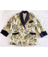 Vintage Fukubon Smoking Jacket Silk Brocade Jacquard LARGE Lounge Coat P... - £102.86 GBP